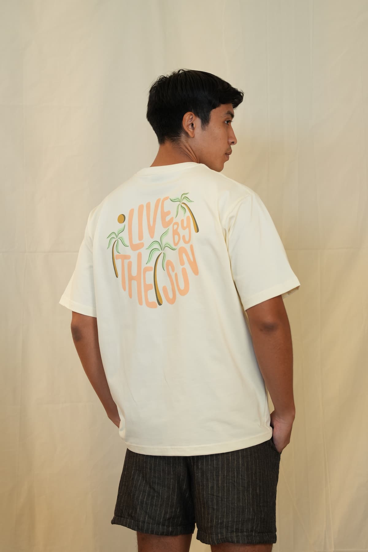 Live by the Sun Oversized Tee- Rice Beige