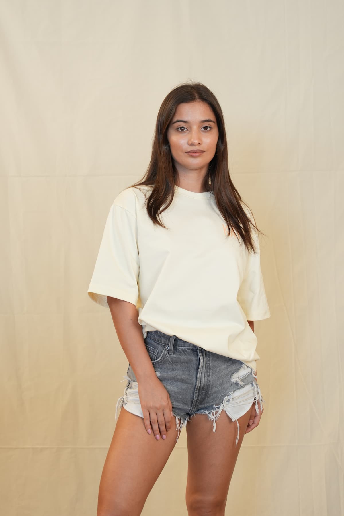 Live by the Sun Oversized Tee- Rice Beige
