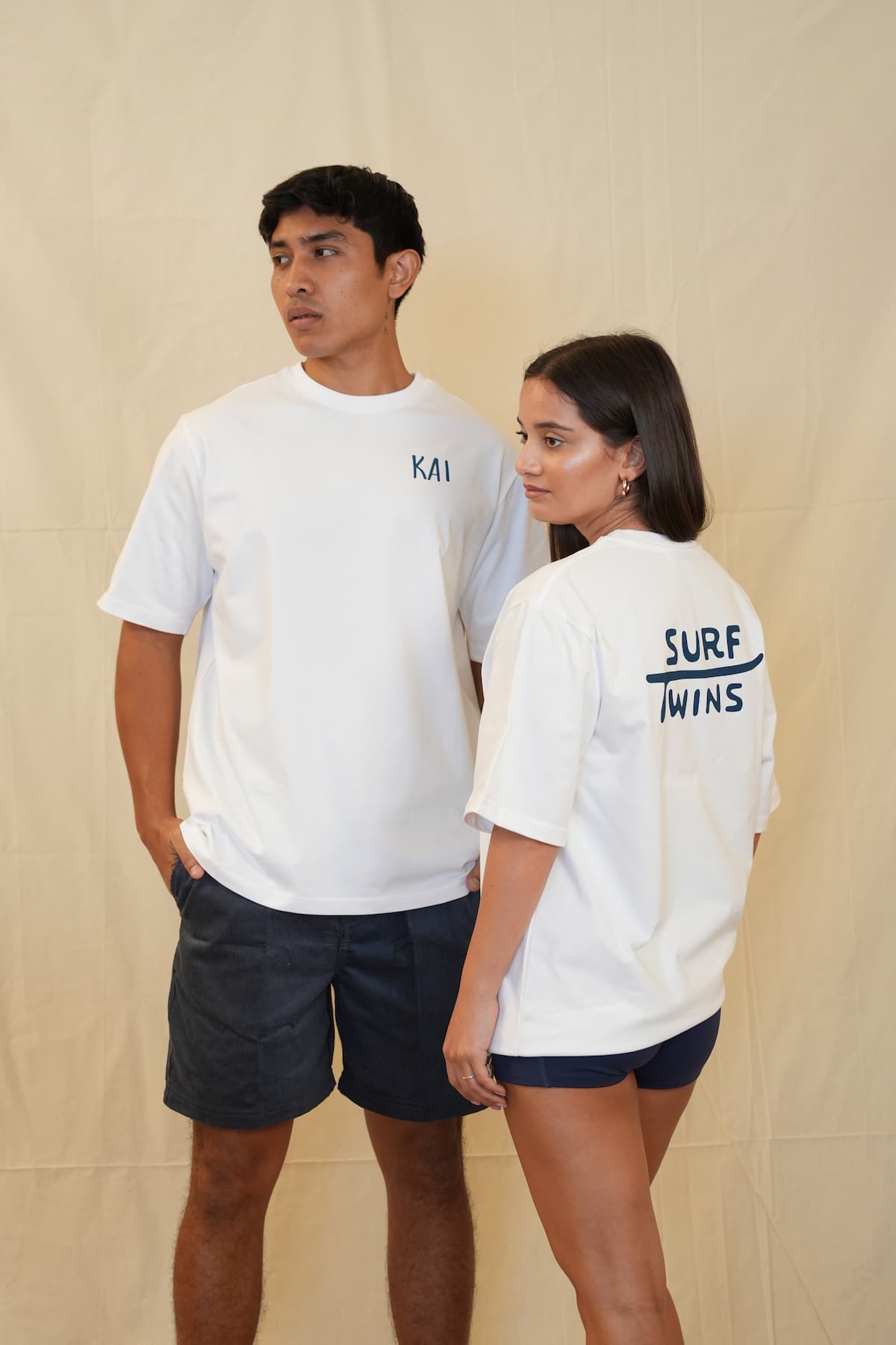 Surf Twins Oversized Tee- White